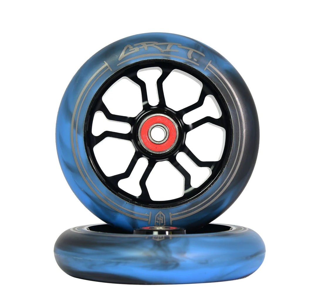 Scooter Wheels - Grit - 110mm - Fluro Blue Black (Pair)