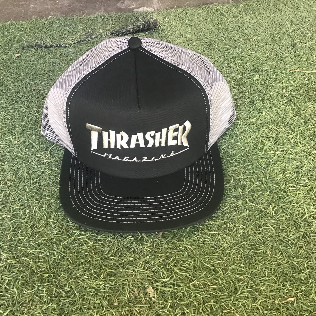 Hat - Thrasher - embroided mesh - Black/grey