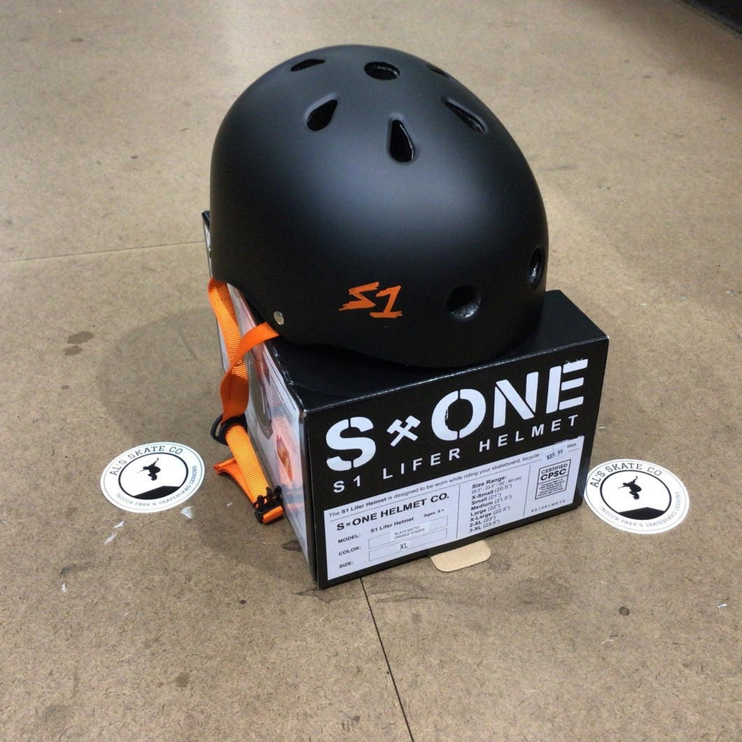 S1 Lifer Helmet - Matte Black/Orange Straps (XS-XXXL)