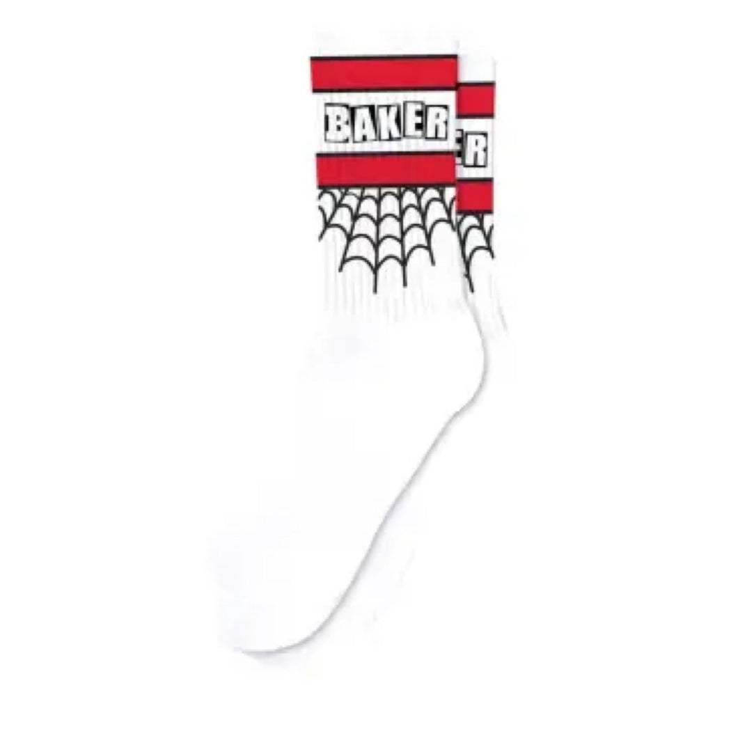 Socks - baker - crew white cobwebs